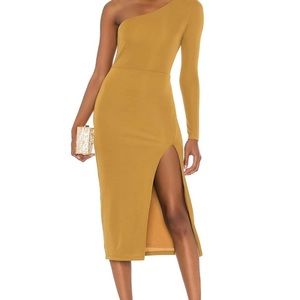 Mustard Green Asymmetrical Dress